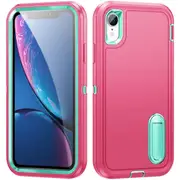 MCC Shockproof iPhone XR Case Cover Heavy Duty with Stand Apple iPhoneXR [Magenta+Light Blue]