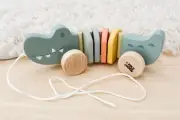 Wooden Push a Long Crocodile - Blue | Kaper Kidz | Toddler