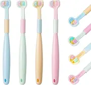 Auidy_6TXD Pack of 4 Children's Toothbrushes, Three-sided Toothbrush, Children's Toothbrush, Extra Soft Toothbrush for Children