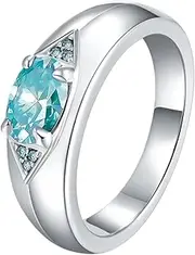 [LOEXZAH] 1 Carat Moissanite Wedding Band Rings for Men 18K White Gold Moissanite Rings for Men Simulated Diamond Promise Ring for Men Lab Grown Diamond Engagement Rings Fiance