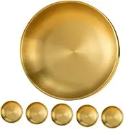 GLEAVI 6pcs Mini Sauce Dishes Stainless Steel Korean Mixing Bowls Elegant Round Dipping Plates for Condiments Appetizers and Soy Sauces Gold Finish