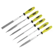 6pcs 3.9" Second Cut Grade High Carbon Hardened Steel File w Handle
