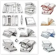 GLOBLELAND Books and Bookshelf Silicone Clear Stamps Transparent Stamps for Birthday Holiday Cards Making DIY Scrapbooking Photo Album Decoration Paper Craft
