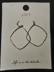 Loft Silvertone Geometric Hoop Earrings NWT $25 MSRP