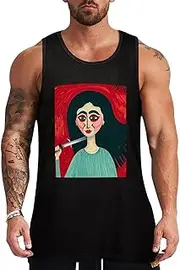 [NQHJT] Men Tank Tops The Portrait of Horror Sleeveless T Shirts for Men's Fitness Quick Dry Gym Tank Top for Men