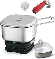 1.3L Portable Travel pot 110V/220V Electric Heating Cup Multicooker Rice cooker noodle Boiler Hotpot Mini Foldable skillet(With gift)