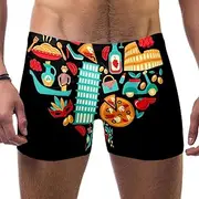 [VBFOFBV] Men's Printed Jammer Swimsuit Swim Shorts, Cartoon Landscape Lake Water Sky Universe Galaxy
