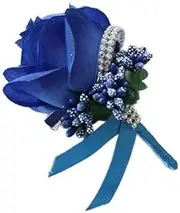 [Nvzi] 1 piece groomsmen corsage groom silk rose wedding dress corsage accessories pin brooch decoration - (royal blue), 12*7cm/4.72*2.76in, Ribbons & Silk Flowers, noen