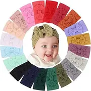 [jollybows] 20pcs Baby Girls Nylon Headbands Turban Hair Bows Hair Band Elastic Hair Accessories for Kids Toddlers Infants Newborn