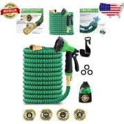 100ft Heavy Duty Expandable Garden Hose with 10 Spray Nozzle - Leak-Free Design