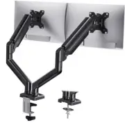 HUANUO Dual Monitor Mount for 2 Monitors up to 32 inches, Each Arm Holds Black