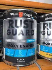 White Knight Rust Guard Flat Black Epoxy Enamel Paint - 1L