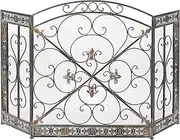 Fireplace Screens Modern Fireplace Screen Cover Safety Protective Heat Spark Metal Green Silver Fireplace Screen Flat Fireplace Screens Decorative Little Surprise