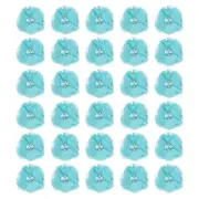 30Pcs 2" Chiffon Flowers with Rhinestone Pearl Sewing Fabric Flowers, Teal