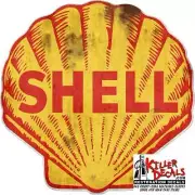(shell #3R) 10" SHELL RUSTY gasoline pump LUBSTER DECAL GAS OIL STICKER