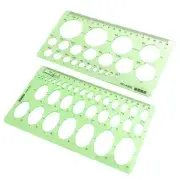 2PCS Professional Quality Circle and Oval Template Measuring Templates Ruler