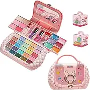 Jiimhte Girls Play Makeup - Princess Toys Real Washable Cosmetic Set | Real Make Up Set, Little Girls Makeup Kit with Mirrors for Kid Princess, Christmas Birthday Toys for Girl 7-14 Year Old