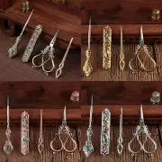 Steel Sewing Scissor with Threaded Needle Storage Box Set Vintage Style for Gift