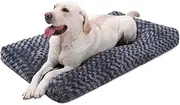 Washable Dog Bed, Dog Crate Mat Comfy Fluffy Kennel Pad Anti-Slip for Dogs, Soft Orthopedic Pad for Kennels for Dogs, Grey (90 * 60 * 8cm)