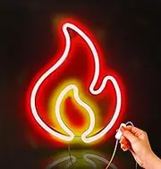 Lumoonosity Flame Neon Sign, Red and Yellow Flame Neon Light with On/Off Switch, Flame Led Light Sign for Wall Decor, Hanging Flame Shaped Light, Fire Neon Lights for Bedroom, Gaming Room Setup