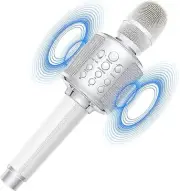 Bluetooth Karaoke Microphone Wireless Rechargeable Microphone White Color