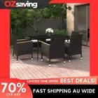 Garden dining set 7 pieces black cream white cushions outdoor furniture 9784