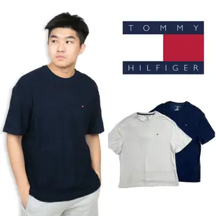 衝評 Tommy Hilfiger 毛巾布 短T 特殊款 耐磨 大尺碼 短袖 T恤 偏大 男生上衣 素t  #9232