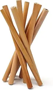 Natural Bamboo Straws biodegradable straws 10 Pcs 8 Inch Yellow Bamboo Straws Reusable Straight Bamboo Straw - Bulk Pack of Portable Straw for Travel - Cute and Sustainable (Yellow)