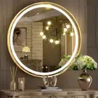 28 Inch round LED Mirror for Bathroom with Lights, Gold Circle Vanity Mirror for