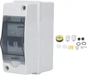 DC Circuit Isolator, 2P 25A DC12V‑400V AC90‑400V Disconnecting Switch IP65 Waterproof DC Miniature Circuit Breaker Box for Solar PV System