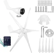 YHOZHUT 100W-400W Wind Turbines Windmill Generator with Controller 12V / 24V Wind Power Generator 5 Blades Auto Adjust Windward Direction for Home Electricity, Outdoor, Surveillance,400w,12V
