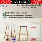 Ovela Set of 2 Leerdam Counter Stools Plastic Bar Benches Seat Chair White New
