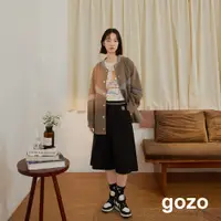 在飛比找蝦皮商城優惠-【gozo】➤磨毛感撞色邊條棒球領外套(淺卡其/深卡其_F)