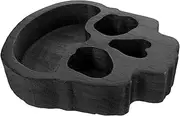SOLUSTRE Skull Wood Serving Bowl Halloween Snack Holder Candle Tray for Parties Portable Dry Fruit Plate for Appetizers Decorations for Indoor Outdoor Use