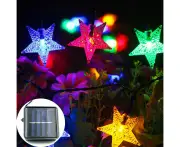Solar Powered 5-Point LED Star String Lights Outdoor Decorative Lights - 50 LED- Color