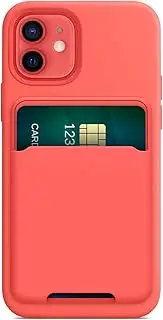 FRTMA Magnetic Card Holder Compatible with iPhone 12/Pro/Max/Mini, Silicone Sleeve Magnetic Wallet Case for MagSafe, (Pink Citrus)