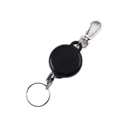Modern Black Keychain 60cm Length Badge Reel Retractable Recoil Pass ID Card Holder Pull Key Ring Steel Cord Office Stationery
