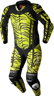 RST Pro Evo Airbag Tiger, leather suit 1pcs. perforated , color: Black/Neon-Yellow , size: S