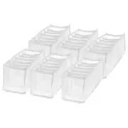 6pcs Wardrobe Clothes Organizer 7Grids Underpants Compartment Storage Box, White