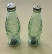 Mini Green Glass Coke Bottle Salt & Pepper Shackers - New (1950)