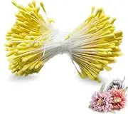 BSITSSS Pack of 380 Artificial Flower Stamens, Pipe Cleaners, Yellow Flower Stamens with Two Pearl Heads, 2 mm, Flower Stamp for Crafts, Flowers Pipe Cleaners for DIY Craft Project