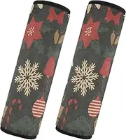 Car Seat Belt Pads Covers Set of 2 Breathable Car Safety Seat Belt Strap Shoulder Pad Camera Bag Strap Cover Car Accessories for Women Men Kids M Christmas Colorful Decorative Elements