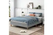 DREAMO Metal Mattress Foundation Platform Bed with Light Grey Cover Double
