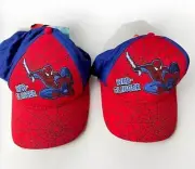 2 Spider-Man Web-Slinger Marvel Red Blue Ball Cap Hat Boys OSFM Embroidered NWT