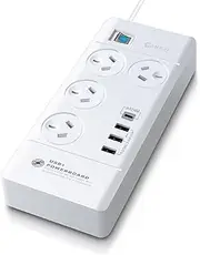 Sansai 4-Way Outlet 2400W Surge Protector Power Board/USB-A/USB-C Charger Ports