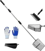 Chicken Poop Scooper - Cat Litter Scoop | Chicken Coop Litter Shovel with Extendable Handle, 4 Shovel Heads, Ergonomic Cleaning Tool Portable for Farm Maintenance Litter Animal Waste