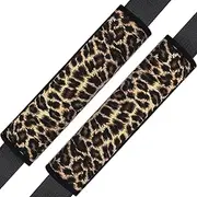 CENZICOM Men Women Animal Leopard Print Car Seat Belt Cover, Universal Funny Shoulder Strap Padding for Vehicle, SUV, Set of 2