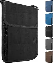 [Maiiu] Travel Neck Wallet with RFID Blocking – Passport Holder Organizer Neck Pouch – Portable Easy to Conceal Travel Pouch, Black, Rfid Blocking