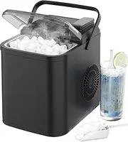 ADVWIN Ice Maker Countertop with Handle, Self-Cleaning Ice Maker with Scoop and Basket, 12KG/24H, Portable Ice Maker Machine for Home Kitchen Office Bar Party, Black