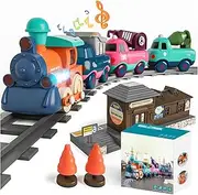 Train Set for Toddlers 2-4 Toys for 1 Year Old, Electric Train Set, Music&Lights & First Choo Choo Train for Toddlers Christmas Birthday Gifts for Boys Girls